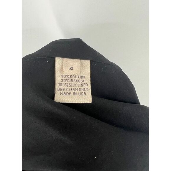 LELA ROSE Black Silver Dusted Long Sleeve Lace Dress Size 4 Silk Lined - Picture 3 of 4